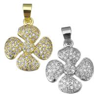 Cubic Zirconia Micro Pave Brass Pendant, Flower, plated, micro pave cubic zirconia Approx 3.5mm 