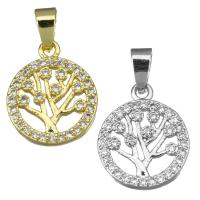 Cubic Zirconia Micro Pave Brass Pendant, Tree, plated, micro pave cubic zirconia Approx 3.5mm 