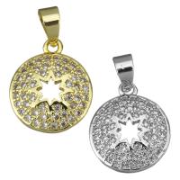 Cubic Zirconia Micro Pave Brass Pendant, Flat Round, plated, micro pave cubic zirconia Approx 3.5mm 