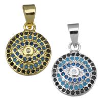 Cubic Zirconia Micro Pave Brass Pendant, Flat Round, plated, micro pave cubic zirconia Approx 3.5mm 