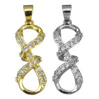 Cubic Zirconia Micro Pave Brass Pendant, Infinity, plated, micro pave cubic zirconia Approx 3.5mm 