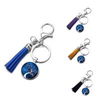 Fashion Time Gem Keychain Key Ring, Zinc Alloy, with iron ring & Velveteen & Glass, Tassel, platinum color plated, time gem jewelry & Unisex & decal, lead & cadmium free, 25mm 