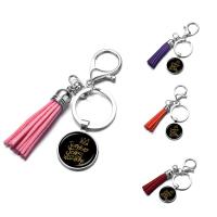 Fashion Time Gem Keychain Key Ring, Zinc Alloy, with iron ring & Velveteen & Glass, Tassel, platinum color plated, time gem jewelry & Unisex & decal, lead & cadmium free, 25mm 