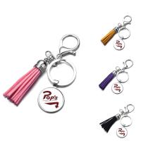 Fashion Time Gem Keychain Key Ring, Zinc Alloy, with iron ring & Velveteen & Glass, Tassel, platinum color plated, time gem jewelry & Unisex & decal, lead & cadmium free, 25mm 