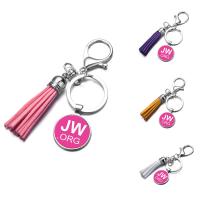 Fashion Time Gem Keychain Key Ring, Zinc Alloy, with iron ring & Velveteen & Glass, Tassel, platinum color plated, time gem jewelry & Unisex & decal, lead & cadmium free, 25mm 