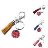 Fashion Time Gem Keychain Key Ring, Zinc Alloy, with iron ring & Velveteen & Glass, Tassel, platinum color plated, time gem jewelry & Unisex & decal, lead & cadmium free, 25mm 