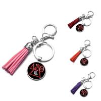 Fashion Time Gem Keychain Key Ring, Zinc Alloy, with iron ring & Velveteen & Glass, Tassel, platinum color plated, time gem jewelry & Unisex & decal, lead & cadmium free, 25mm 