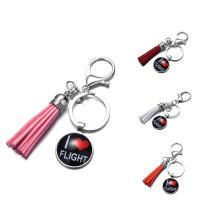 Fashion Time Gem Keychain Key Ring, Zinc Alloy, with iron ring & Velveteen & Glass, Tassel, platinum color plated, time gem jewelry & Unisex & decal, lead & cadmium free, 25mm 