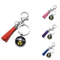 Fashion Time Gem Keychain Key Ring, Zinc Alloy, with iron ring & Velveteen & Glass, Tassel, platinum color plated, time gem jewelry & Unisex & decal, lead & cadmium free, 25mm 