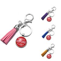 Fashion Time Gem Keychain Key Ring, Zinc Alloy, with iron ring & Velveteen & Glass, Tassel, platinum color plated, time gem jewelry & Unisex & decal, lead & cadmium free, 25mm 