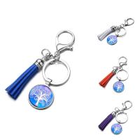 Fashion Time Gem Keychain Key Ring, Zinc Alloy, with iron ring & Velveteen & Glass, Tassel, platinum color plated, time gem jewelry & Unisex & decal, lead & cadmium free, 25mm 