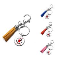 Fashion Time Gem Keychain Key Ring, Zinc Alloy, with iron ring & Velveteen & Glass, Tassel, platinum color plated, time gem jewelry & Unisex & decal, lead & cadmium free, 25mm 