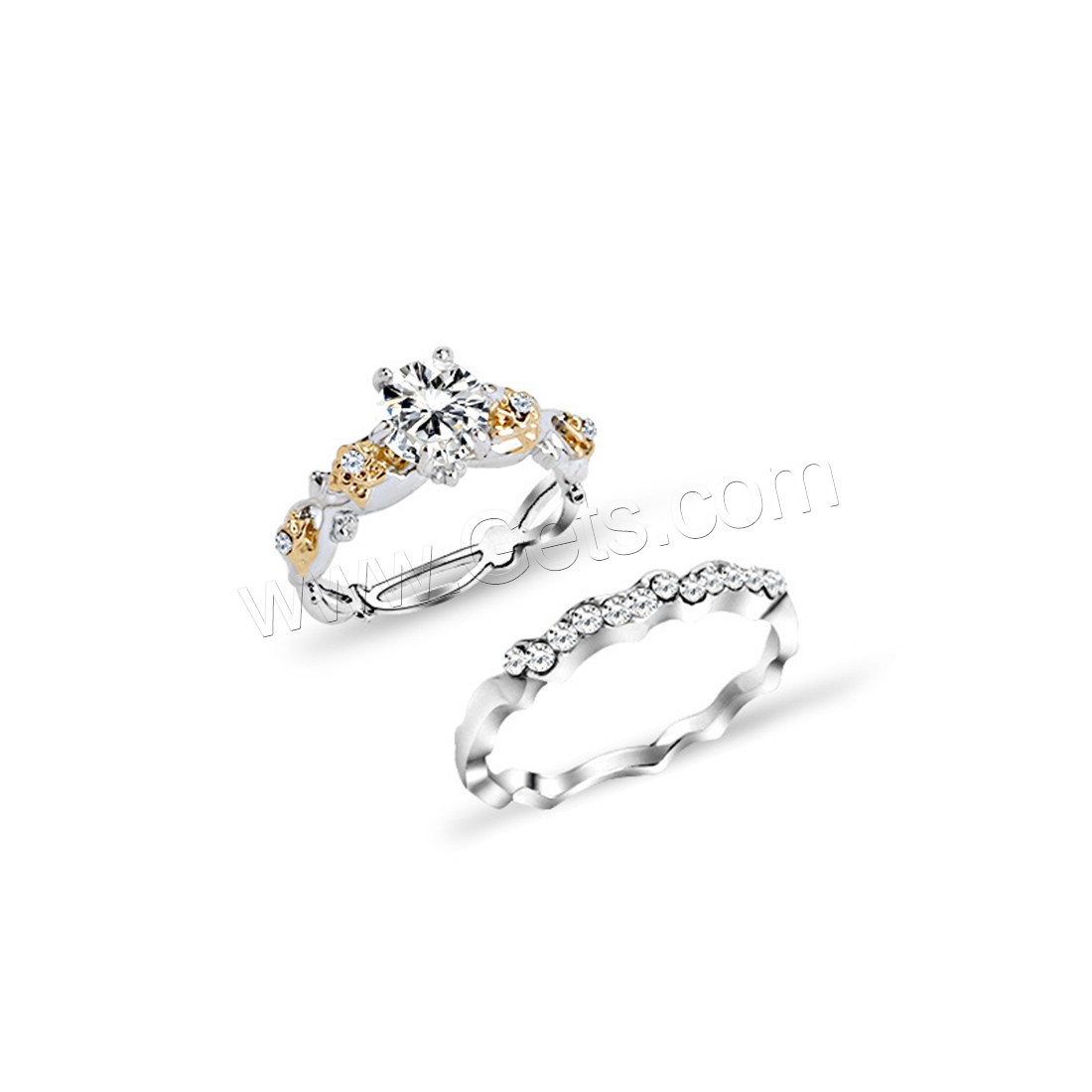 alliage de zinc bague, Placage, normes différentes pour le choix & pour le couple & avec strass, 25x23mm, 22x20mm, 2PC/fixé, Vendu par fixé