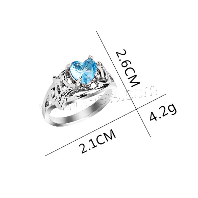 Anneau de diamant d'alliage de zinc sans nickel, Placage de couleur argentée, normes différentes pour le choix & pour femme & avec strass, 21x26mm, Vendu par PC