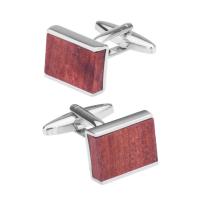 Boutons de manchette en cuivre, bois, Placage de couleur platine, pour homme Vendu par paire