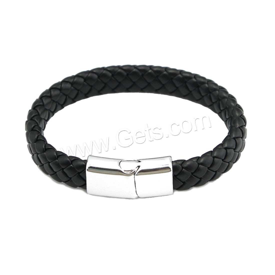 cordón de cuero Pulsera, aleación de cinc cierre magnético, chapado, pulsera trenzada & longitud diferente para la opción & para hombre, más colores para la opción, Vendido por UD