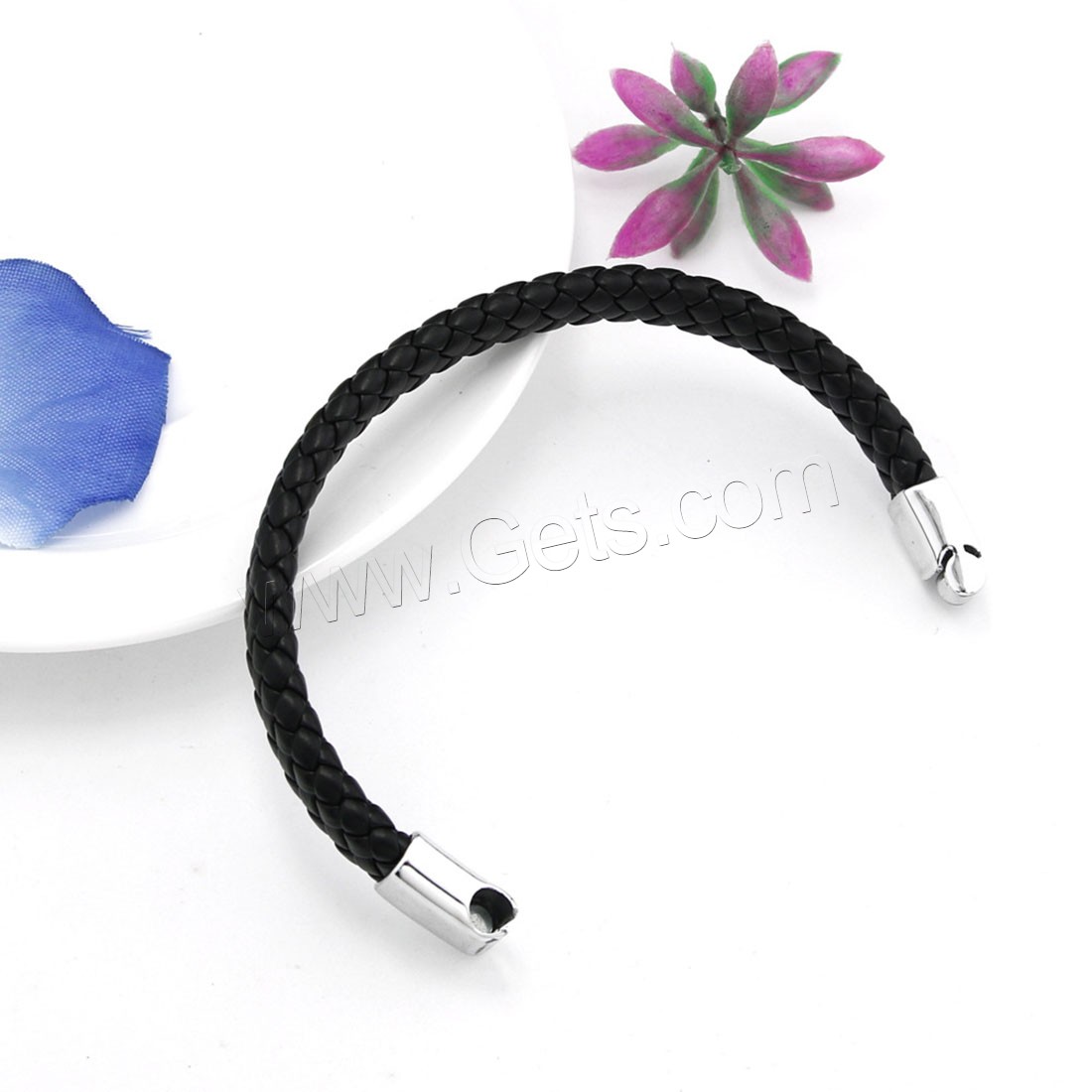 cordón de cuero Pulsera, aleación de cinc cierre magnético, chapado, pulsera trenzada & longitud diferente para la opción & para hombre, más colores para la opción, Vendido por UD