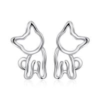 Sterling Silver Stud Earring, argent sterling 925, chat, pour femme Vendu par paire