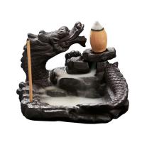 Incense Smoke Flow Backflow Holder Ceramic Incense Burner, Porcelain, Dragon 