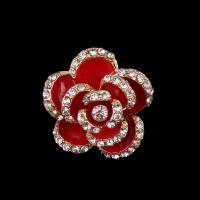 Broche de diamantes de imitación de la aleación de Zinc, Flor, chapado en color dorado, para mujer & esmalte & con diamantes de imitación, más colores para la opción, libre de plomo & cadmio, 27mm, Vendido por UD