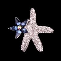 Broche de diamantes de imitación de la aleación de Zinc, Estrella de Mar, chapado en color de platina, para mujer & con diamantes de imitación, más colores para la opción, libre de plomo & cadmio, 53mm, Vendido por UD