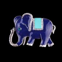 aleación de zinc broche, Elefante, chapado en color de platina, para mujer & esmalte & con diamantes de imitación, más colores para la opción, libre de plomo & cadmio, 40-50mm, Vendido por UD