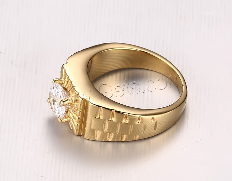 Men Stainless Steel Ring in Bulk, gold color plated, different size for choice & for man & with cubic zirconia, 7mm, Sold By PC