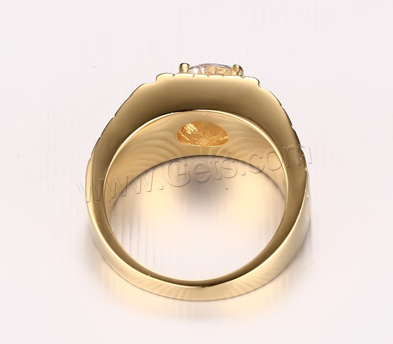 Men Stainless Steel Ring in Bulk, gold color plated, different size for choice & for man & with cubic zirconia, 7mm, Sold By PC