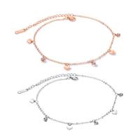 Partículas de acero pulsera tobillera, con 2.36lnch extender cadena, Corazón, chapado, pulsera del encanto & cadena oval & para mujer, más colores para la opción, 3.4mm, 5.5mm, longitud:aproximado 8.2 Inch, Vendido por Sarta