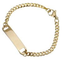 Bracelet jonc en acier inoxydable enfants, Placage de couleur d'or, pour les enfants & chaîne de gourmette 3.5mm Environ 5.5 pouce, Vendu par brin