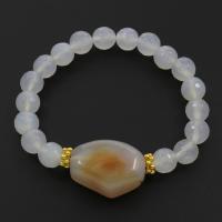 agate blanche bracelet, avec aventurine rouge, Rond, unisexe, 8mm Environ 7.5 pouce, Vendu par brin