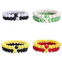 Turquesa sintético Pulsera, con Ágata negra, unisexo, más colores para la opción, 8mm, longitud:aproximado 7-8.3 Inch, 2Strandsfilamento/Grupo, Vendido por Grupo