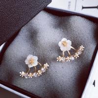 Zinc Alloy Split Earring, with Acrylic, stainless steel post pin, gold color plated, detachable & for woman & with rhinestone, lead & cadmium free 