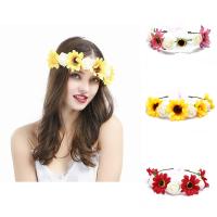 Spun Silk Hair Wreath, with Organza, Flower, Bohemian style & for woman 200mm 