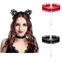 Mode Collier Choker, Mousseline de soie, avec Plastique ABS perle & fer, avec 5cm chaînes de rallonge, Placage de couleur d'or, pour femme, plus de couleurs à choisir, 280mm Environ 11 pouce, Vendu par brin