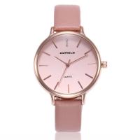 Reloj de Pulsera de mujeres, Cuero de PU, con dial de aleación de cinc & Vidrio, Redondo aplanado, chapado en color dorado, ajustable & para mujer, más colores para la opción, 36x15mm, longitud:aproximado 9 Inch, Vendido por Sarta