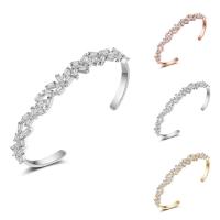 Cubic Zirconia Brass Bracelets, plated, open & for woman & with cubic zirconia nickel, lead & cadmium free, 60mm, Inner Approx 60mm Approx 7 Inch 