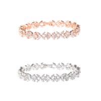 Cubic Zirconia Brass Bracelets, plated, for woman & with cubic zirconia nickel, lead & cadmium free, 180mm Approx 7 Inch 