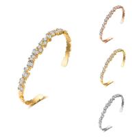 Cubic Zirconia Brass Bracelets, plated, open & for woman & with cubic zirconia nickel, lead & cadmium free, 60mm, Inner Approx 60mm Approx 7 Inch 