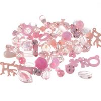 Gemischte Acryl Perlen Schmuck, Rosa, 8-30mm, Bohrung:ca. 1mm, 100G/Tasche, verkauft von Tasche