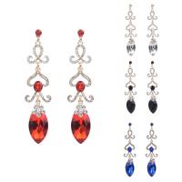 Boucle d'oreille de zinc alliage strass goutte, alliage de zinc, acier inoxydable puce boucle d'oreille, Placage de couleur d'or, pour femme & avec strass, plus de couleurs à choisir, sans plomb et cadmium Vendu par paire