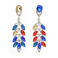 Boucle d'oreille de zinc alliage strass goutte, alliage de zinc, acier inoxydable puce boucle d'oreille, Placage de couleur d'or, pour femme & avec strass, plus de couleurs à choisir, sans plomb et cadmium Vendu par paire