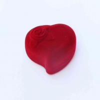 Velvet Ring Box, Velveteen, Heart, red 