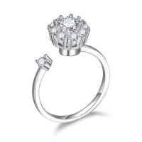 Anneau de cuivre de Zircon, laiton, Plaqué de platine, pour femme & avec zircone cubique, 9mm Vendu par PC