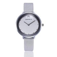 Reloj de Pulsera de mujeres, Cuero de PU, con dial de aleación de cinc & Vidrio, Redondo aplanado, chapado en color de platina, ajustable & para mujer, más colores para la opción, 33x12mm, longitud:aproximado 8.5 Inch, Vendido por Sarta