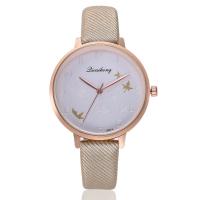 Reloj de Pulsera de mujeres, Cuero de PU, con dial de aleación de cinc & Vidrio, Redondo aplanado, chapado en color dorado, ajustable & para mujer, más colores para la opción, 37x15mm, longitud:aproximado 8.5 Inch, Vendido por Sarta