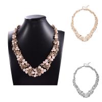 aleación de zinc collar, con Perlas de plástico ABS, con 5cm extender cadena, chapado, para mujer & con diamantes de imitación, más colores para la opción, libre de plomo & cadmio, 520mm, longitud:aproximado 20.5 Inch, Vendido por Sarta