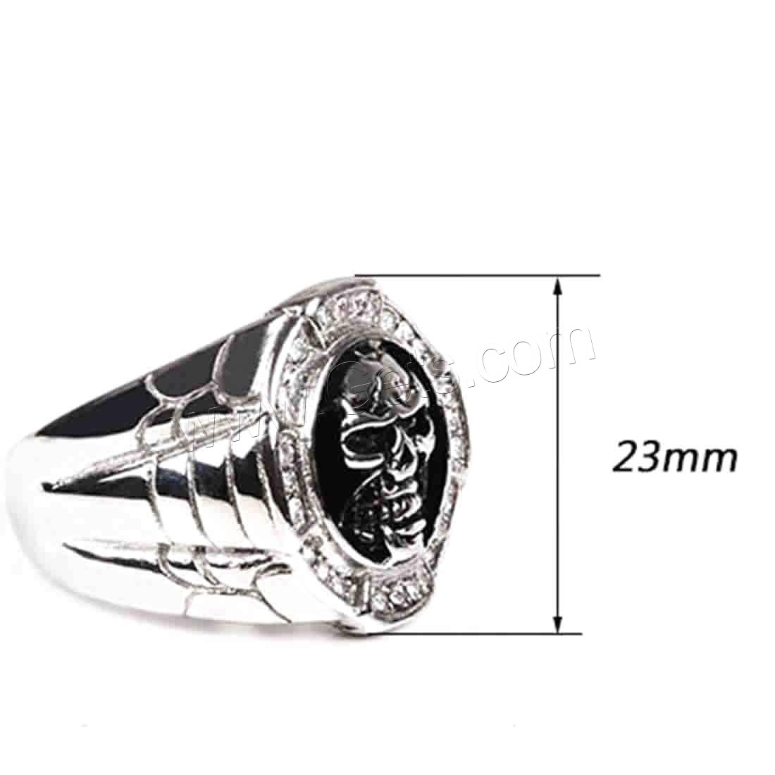 Men Stainless Steel Ring in Bulk, Skull, different size for choice & for man & with rhinestone & blacken, original color, 23mm, Sold By PC