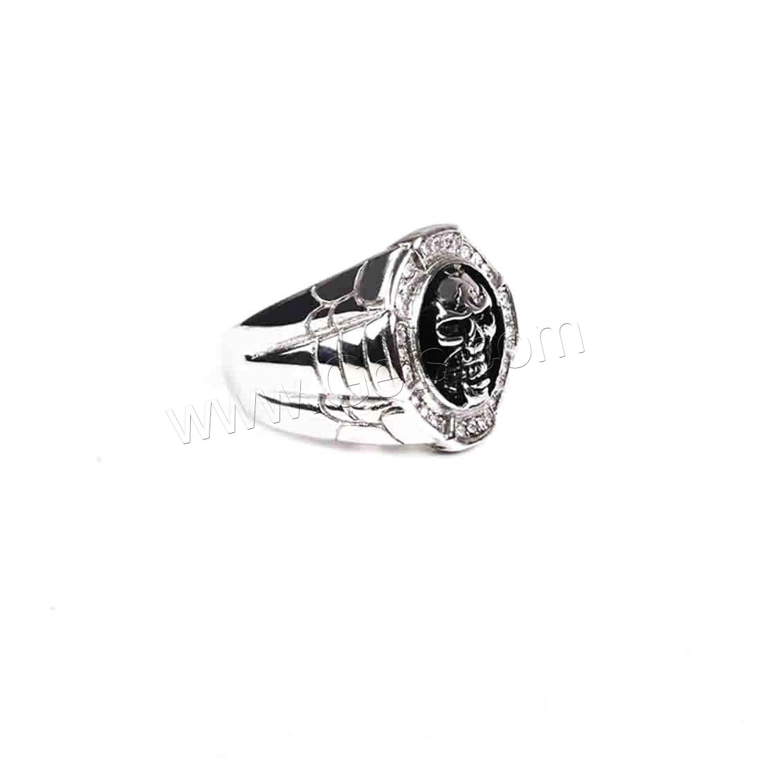 Men Stainless Steel Ring in Bulk, Skull, different size for choice & for man & with rhinestone & blacken, original color, 23mm, Sold By PC