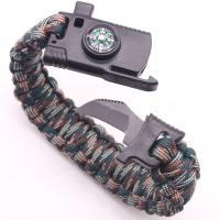 cordón poliéster Pulsera de la supervivencia, con Plástico, Hoja incorporada & con silbato & con el compás & unisexo, más colores para la opción, 25mm, longitud:aproximado 9 Inch, Vendido por Sarta